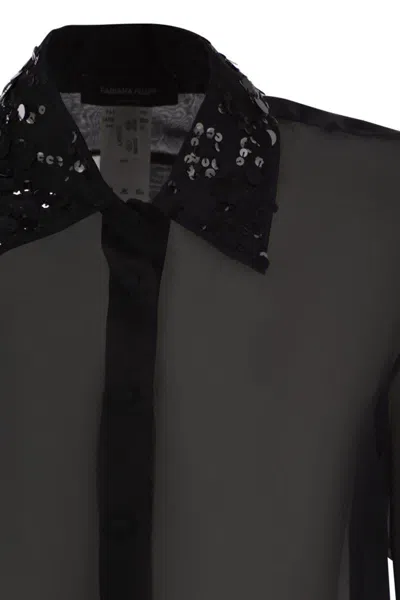 Fabiana Filippi Women's Silk Organza Shirt With Embroidery In Black