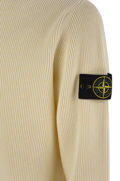 Stone Island Logo Badge Cardigan Sweaters And Cardigans White In Beige