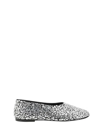 Proenza Schouler Glove Embellished Leather Ballet Flats In Silver