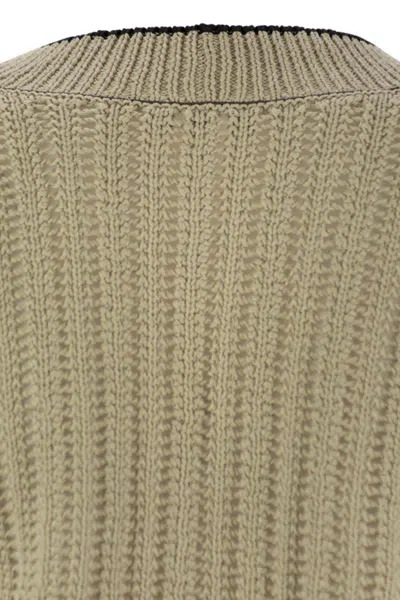 BRUNELLO CUCINELLI BRUNELLO CUCINELLI PERFORATED RIB COTTON KNIT CARDIGAN WITH JEWELLERY 