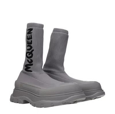Alexander Mcqueen Men's Boots Fabric Gray
