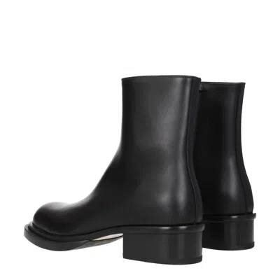 Alexander Mcqueen Black Leather Cuban Boots For Men