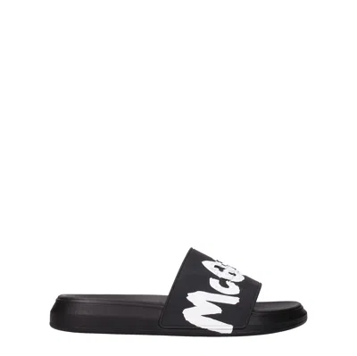 Alexander Mcqueen Graffiti Logo Rubber Slide Sandals