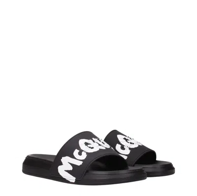 Alexander Mcqueen Graffiti Logo Rubber Slide Sandals