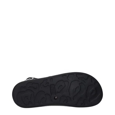 Alexander Mcqueen Black Slide Sandals With Embossed Logo In Leather Man