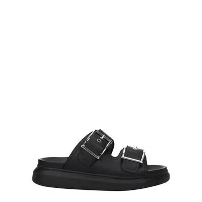 Alexander Mcqueen 50mm Rubber Slide Sandals In Black