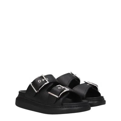Alexander Mcqueen 50mm Rubber Slide Sandals In Black