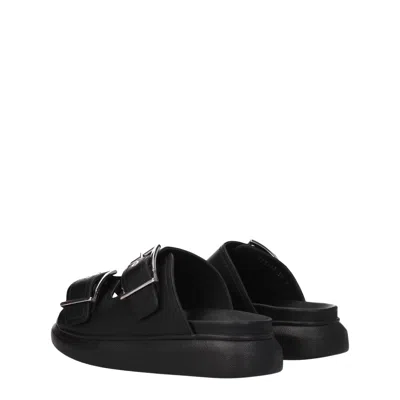 Alexander Mcqueen 50mm Rubber Slide Sandals In Black