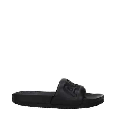 Ambush Quilted Lettering Logo Sliders Man Sandals Black Size 9 Calfskin