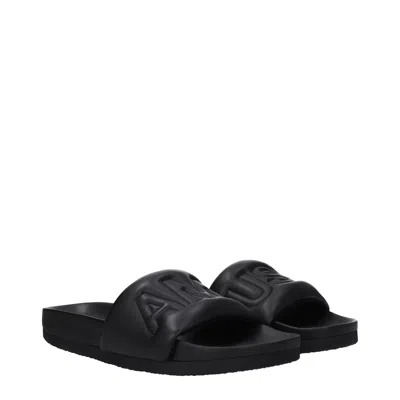 Ambush Quilted Lettering Logo Sliders Man Sandals Black Size 9 Calfskin