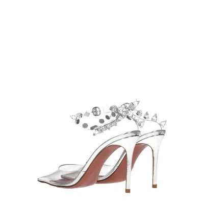 Amina Muaddi Transparent Julia Glass Heeled Sandals