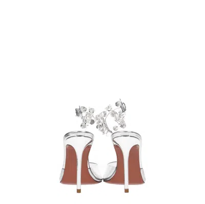 Amina Muaddi Transparent Julia Glass Heeled Sandals