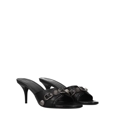 Balenciaga Sandali Cagole Donna Pelle Nero In Black