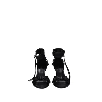 Balenciaga Cagole Leather Sandals Embossed Design