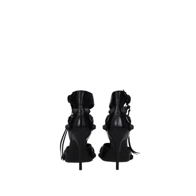 Balenciaga Cagole Leather Sandals Embossed Design