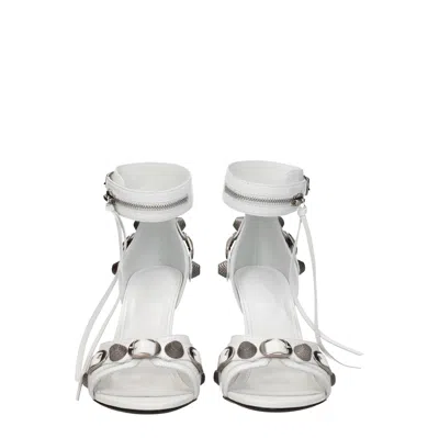 Balenciaga White Cagole Sandals With Studs