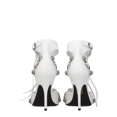 Balenciaga White Cagole Sandals With Studs