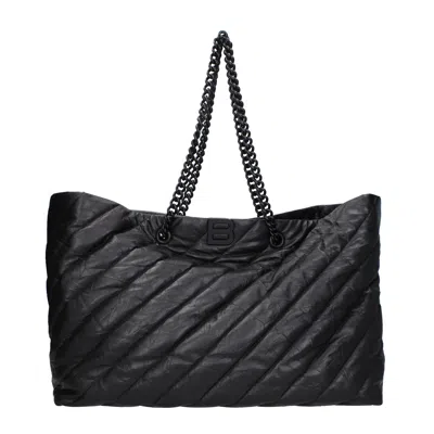 Balenciaga Quilted Leather Shoulder Bag With Monogram Detail