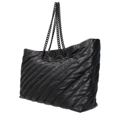 Balenciaga Quilted Leather Shoulder Bag With Monogram Detail