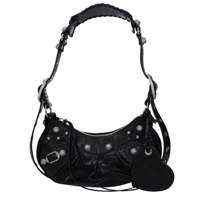 Balenciaga Croco-print Leather Crossbody Handbag With Decorative Studs And Buckles