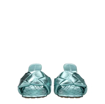 Bottega Veneta Elegant Light Blue Leather Sandals