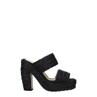 Bottega Veneta Black Raffia Heels