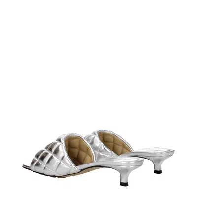 Bottega Veneta Sandals Women Leather Silver