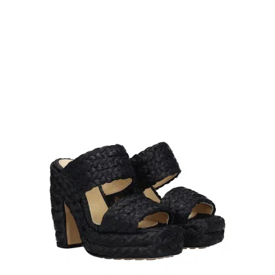 Bottega Veneta Black Raffia Heels