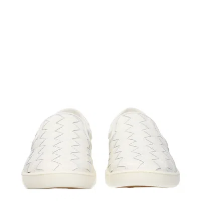 Bottega Veneta White Slip-on Sneakers With Intreccio Motif In Leather Man