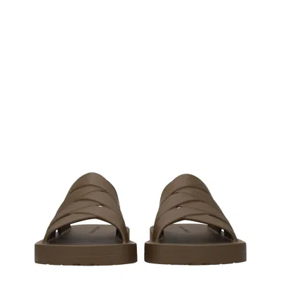 Bottega Veneta Brown Cotton Sandal In Multi