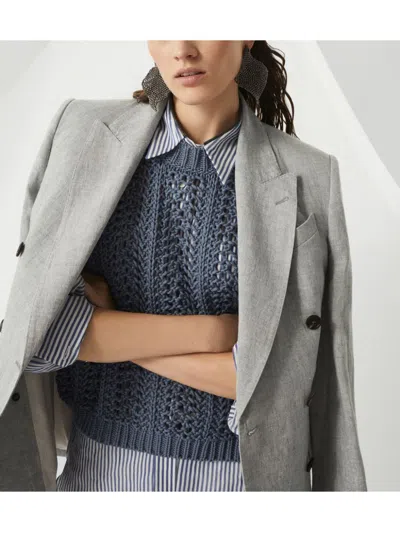 BRUNELLO CUCINELLI BRUNELLO CUCINELLI LINEN DOUBLE BREASTED JACKET 