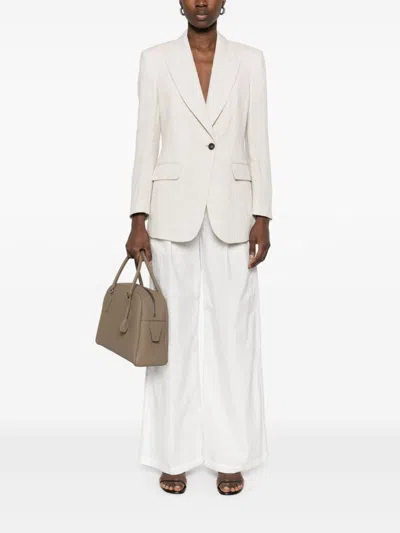 Brunello Cucinelli Linen Single-breasted Jacket Featuring Shoulder Pads