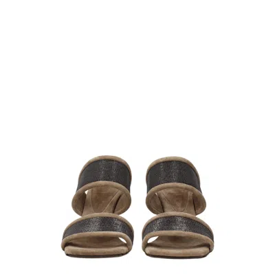 Brunello Cucinelli Sandals Women Suede Beige/silver