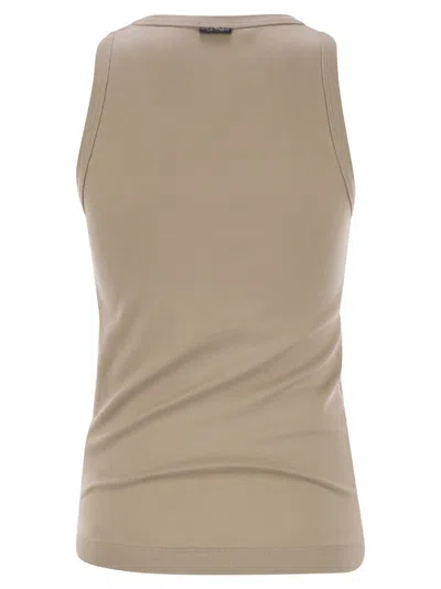Brunello Cucinelli Ribbed Crew Neck Fitted Sleeveless Top
