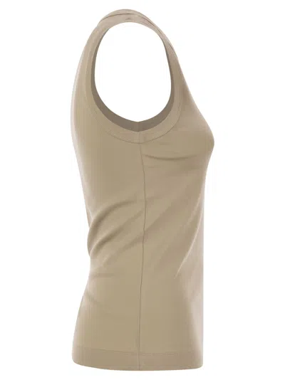 Brunello Cucinelli Ribbed Crew Neck Fitted Sleeveless Top