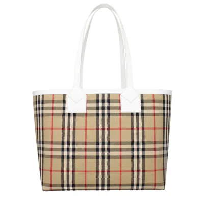Burberry Vintage Check Pattern Tote Handbag For Women In Brown