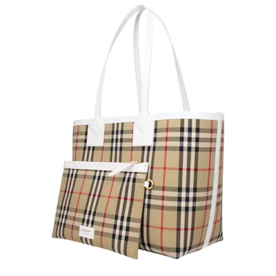 Burberry Vintage Check Pattern Tote Handbag For Women In Brown