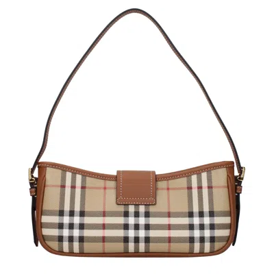 Burberry Canvas Sling Shoulder Bag With Checkered Pattern In Brown