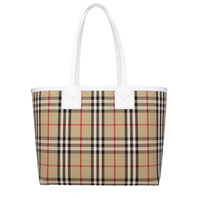 Burberry Vintage Check Pattern Tote Handbag For Women In Brown