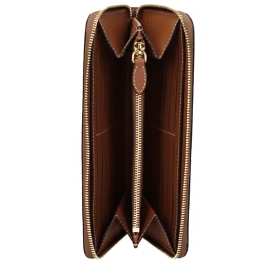 Burberry Compact Wallet With Zip In Beige Polyurethane Tartan Pattern