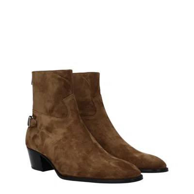 Celine Brown Leather Ankle In Brown