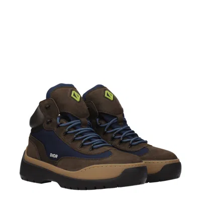 Dior Logo Round Head Lacing Splicing Boots