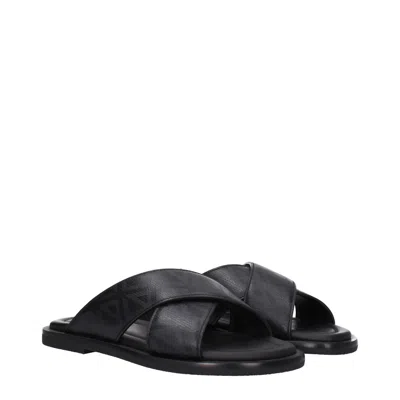Dior Christian  Slippers & Hooves Alias Men Leather Black