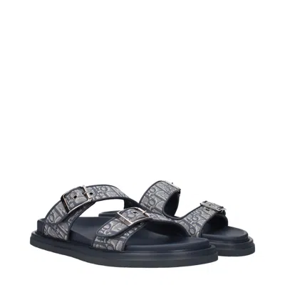 Dior Christian  Slippers And Hooves Aqua Man Fabric Gray/blue Aviation