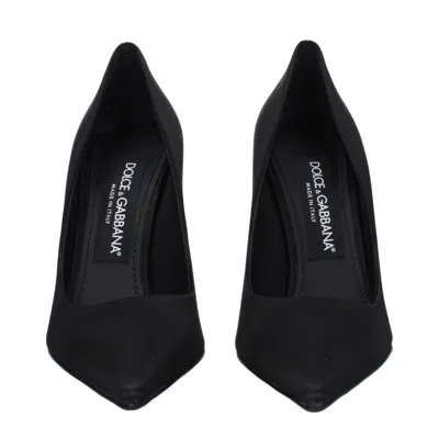 Dolce & Gabbana Silk Satin Pointed Toe Pumps With Transparent Stiletto Heel
