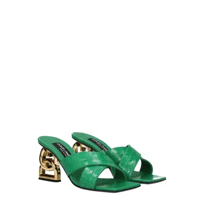 Dolce & Gabbana Crocodile-print Calfskin Mules With Dg Pop Heel