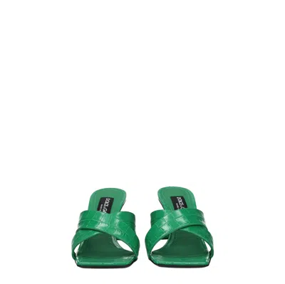 Dolce & Gabbana Crocodile-print Calfskin Mules With Dg Pop Heel