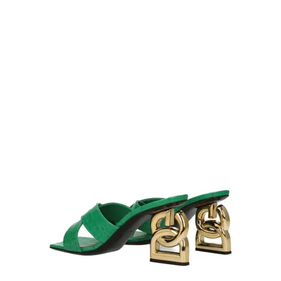 Dolce & Gabbana Crocodile-print Calfskin Mules With Dg Pop Heel