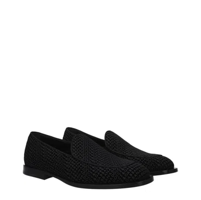 Dolce & Gabbana 'vivaldi' Black Loafers With All-over Logo Lettering