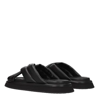 Dolce & Gabbana Men Nappa Effect Fabric Sandal In Black